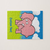 Roze olifant cartoon puzzel (Horizontaal)