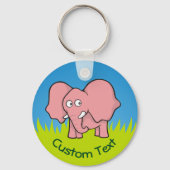 Roze Olifant Cartoon Sleutelhanger (Voorkant)