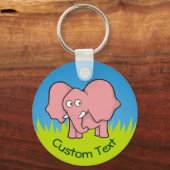 Roze Olifant Cartoon Sleutelhanger (Voorkant)