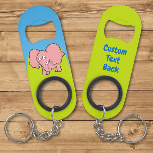 Roze olifant cartoon sleutelhanger flesopener mini flessenopener