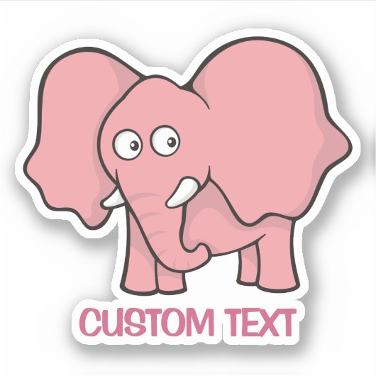 Roze olifant Cartoon Sticker (Voorkant)
