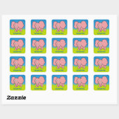 Roze olifant cartoon vierkante sticker (Vel)