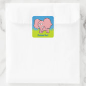 Roze olifant cartoon vierkante sticker (Tas)