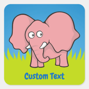 Roze olifant cartoon vierkante sticker