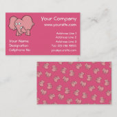 Roze olifant cartoon visitekaartje (Voorkant / Achterkant)