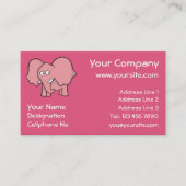 Roze olifant cartoon visitekaartje (Voorkant)