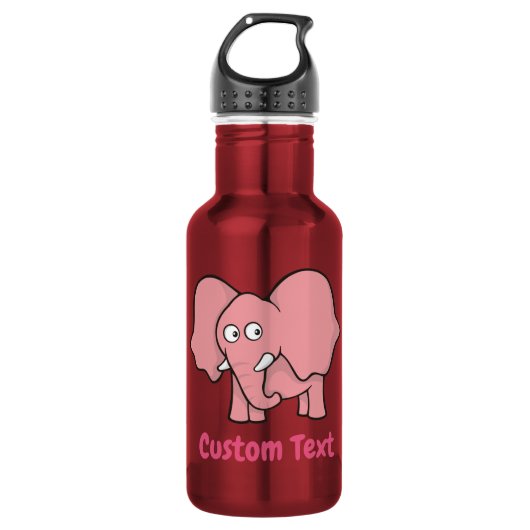 Roze olifant cartoon waterfles (Voorkant)