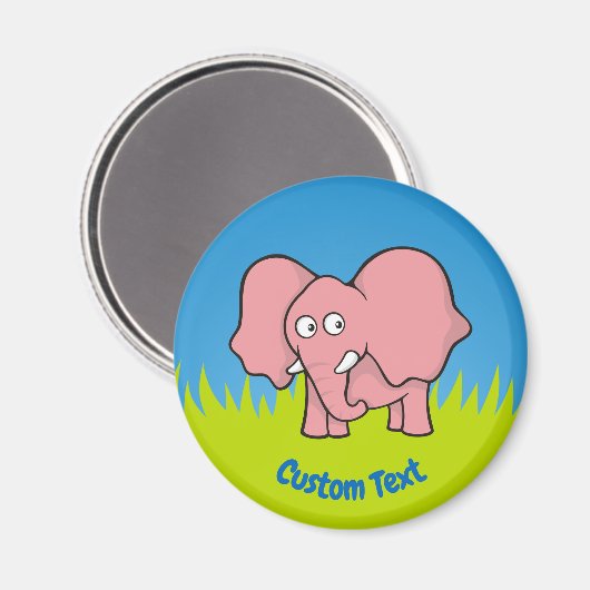 Roze olifant cartoonmagneet magneet (Voorkant / Achterkant)