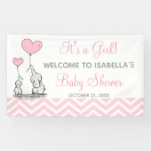 Roze Olifant Chevron Girly Baby shower Banner (Horizontaal)