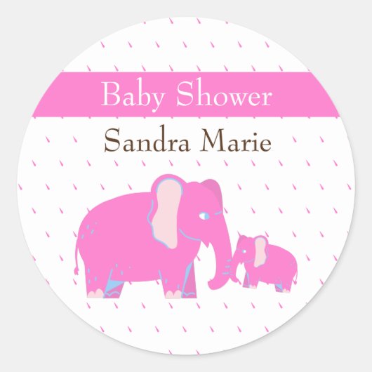 Roze olifant Chic Simple Baby Girl Baby shower Ronde Sticker (Voorkant)