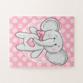 Roze olifant - Cute Polka Dots Heart Bow Legpuzzel (Horizontaal)