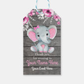 Roze Olifant Dank u Label rustieke bloemen Cadeaulabel (Voorkant)