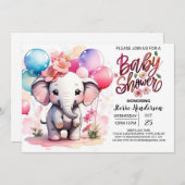 Roze Olifant Delight Baby shower Kaart (Voorkant / Achterkant)