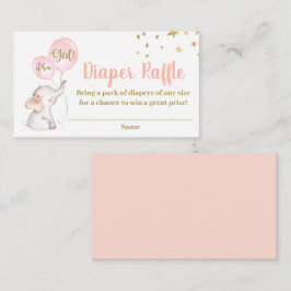 Roze olifant Diaper Raffle Informatiekaartje