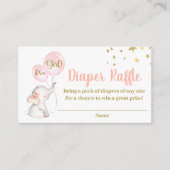 Roze olifant Diaper Raffle Informatiekaartje (Voorkant)