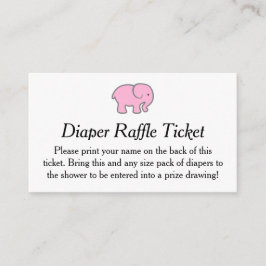 Roze olifant Diaper Raffle Ticket Informatiekaartje