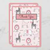 Roze olifant dierentuin Baby shower Bedankkaart (Voorkant / Achterkant)