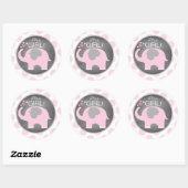Roze Olifant Dot Meisje Baby shower Ronde Sticker (Vel)
