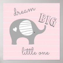 Roze olifant Dream Big Little One Nursery Decor
