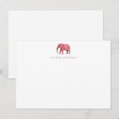 Roze Olifant Eenvoudig Persoonlijk Briefpapier  Notitiekaartje (Voorkant / Achterkant)