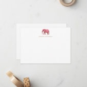 Roze Olifant Eenvoudig Persoonlijk Briefpapier  Notitiekaartje (Voorkant / Achterkant in situ)