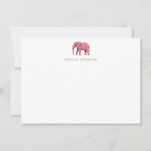 Roze Olifant Eenvoudig Persoonlijk Briefpapier Notitiekaartje
