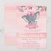 Roze olifant eerste verjaardag, Pinda meisjes Kaart (Voorkant / Achterkant)