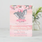 Roze olifant eerste verjaardag, Pinda meisjes Kaart (Staand voorkant)