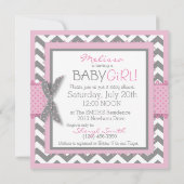 Roze olifant en Chevron Print Baby shower Kaart (Achterkant)