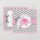 Roze olifant en Chevron Print Baby shower Kaart (Voorkant / Achterkant)