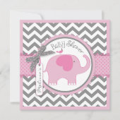 Roze olifant en Chevron Print Baby shower Kaart (Voorkant)