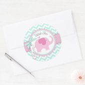 Roze Olifant en Chevron Print Dank u Ronde Sticker (Envelop)