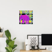 Roze olifant en speldenstang poster (Thuiskantoor)