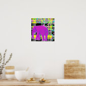 Roze olifant en speldenstang poster (Keuken)