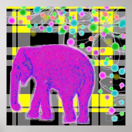 Roze olifant en speldenstang poster (Voorkant)