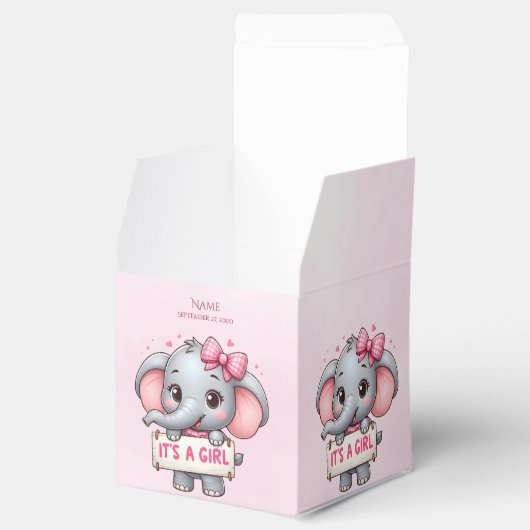 Roze Olifant Favor Box Bedankdoosjes (Geopend)
