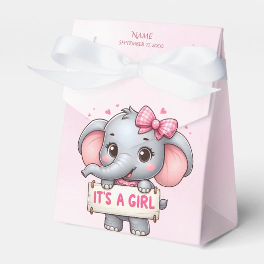 Roze Olifant Favor Box Bedankdoosjes (Voorkant Zijde)