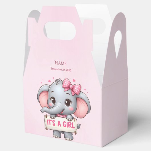 Roze Olifant Favor Box Bedankdoosjes (Geopend)