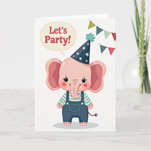 Roze Olifant Feest Verjaardagskaart Kaart