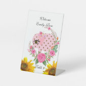 Roze olifant Floral Roos Pedestal Sign Reclamebord Met Voetstuk (Voorkant)