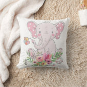 Roze olifant Floral Sierkussen (Deken)