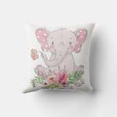 Roze olifant Floral Sierkussen (Achterkant)