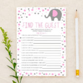 Roze olifant Game Baby shower voor gasten zoeken Briefpapier