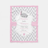Roze Olifant Geboorte Keepsake Ontwerp Fleece Deken (Voorkant)