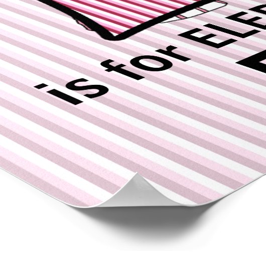 Roze Olifant Geborduurd E Babykamer Poster (Hoek)