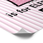 Roze Olifant Geborduurde E Babykamer Poster (Hoek)