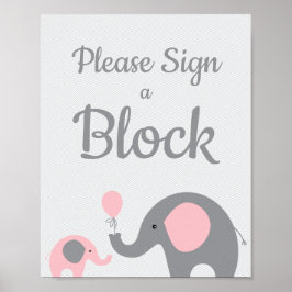 Roze olifant Gelieve een blokgebarentaal te ondert Poster