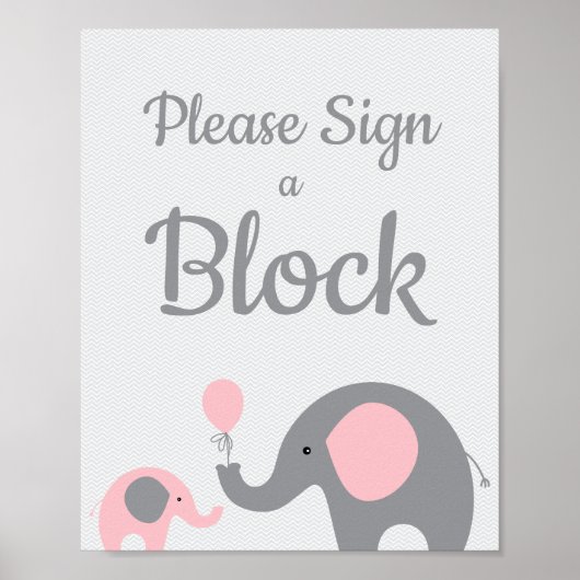 Roze olifant Gelieve een blokgebarentaal te ondert Poster (Voorkant)
