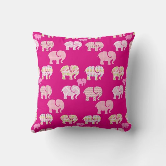 Roze Olifant genaamd Persoonlijke kinderkamerdecor Kussen (Achterkant)