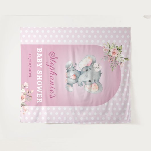 Roze olifant Girl Baby shower Little Peanut Photo Wandkleed (Voorkant (horizontaal))